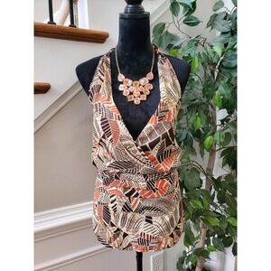 Ashley Stewart Women Multicolor Polyester Halter Neck Sleeveless Top Blouse 18W